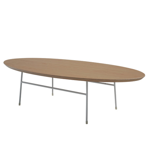 Rossmore Oval Coffee Table with MDF Wood Tabletop in Black/White Steel Frame