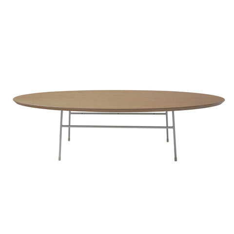 Rossmore Oval Coffee Table with MDF Wood Tabletop in Black/White Steel Frame