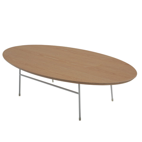 Rossmore Oval Coffee Table with MDF Wood Tabletop in Black/White Steel Frame