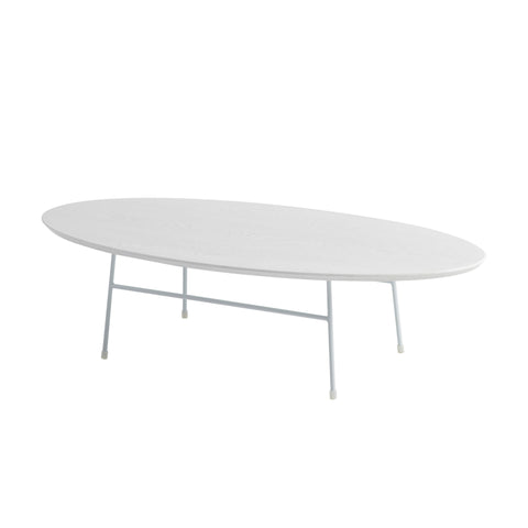 Rossmore Oval Coffee Table with MDF Wood Tabletop in Black/White Steel Frame