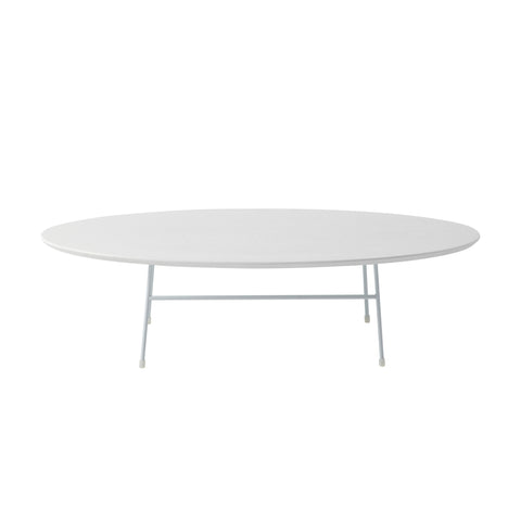 Rossmore Oval Coffee Table with MDF Wood Tabletop in Black/White Steel Frame