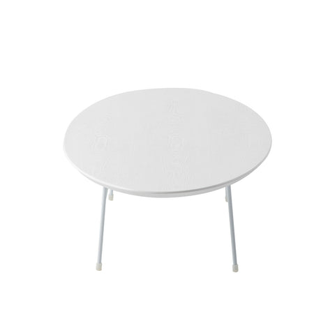 Rossmore Mid Century Modern Oval Coffee Table with White Powder Coated Steel Frame