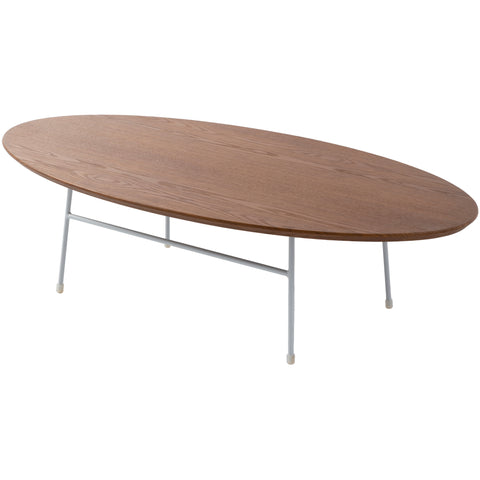 Rossmore Oval Coffee Table with MDF Wood Tabletop in Black/White Steel Frame