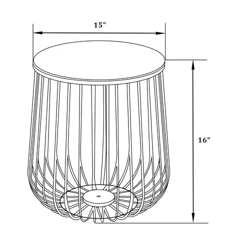 Runswick Modern Wood Top Round End Table With Powder Coated Steel Frame