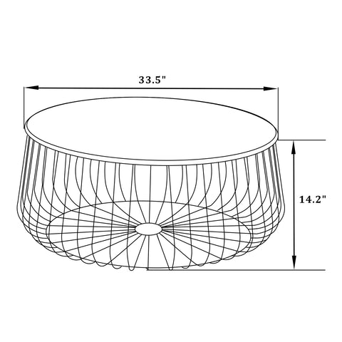 Runswick Mid Century Modern Round Coffee Table with an Ash Veneer Top with Black Wire Steel Base Design Accent Table for Living Room and Bedroom