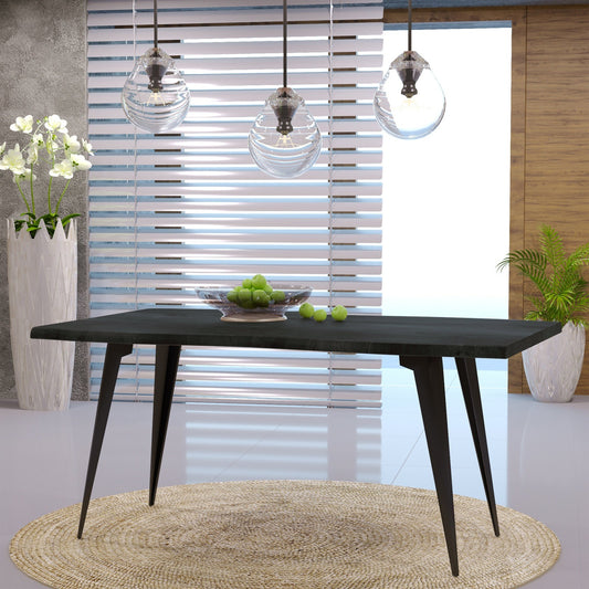 Ravenna 63" Rectangular Dining Table With MDF Tabletop and  Metal Legs