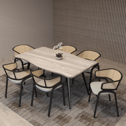 Ravenna 63" Rectangular Dining Table With MDF Tabletop and  Metal Legs