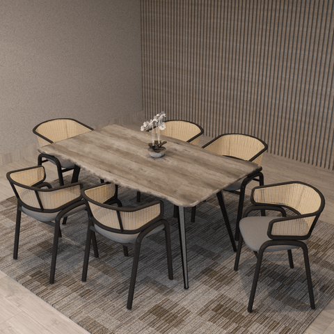 Ravenna 63" Rectangular Dining Table With MDF Tabletop and  Metal Legs