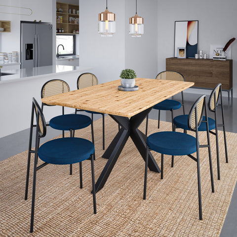 Ravenna 63" Wood Dining Table With Modern Metal Base