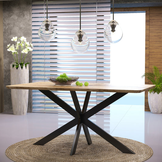 Ravenna 63" Wood Dining Table With Modern Metal Base