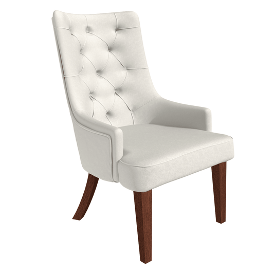 Spruce Dining Chair in Leather/Velvet with Diamond-Tufted Design and Rubberwood Legs