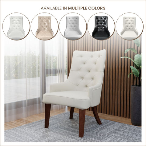 Spruce Collection Modern Wooden Dining Chair in Beige Velvet Set of 4