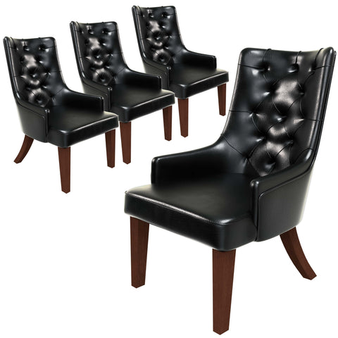 Spruce Collection Modern Wooden Dining Chair in Beige Velvet Set of 4