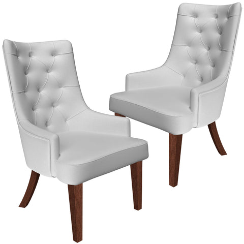 Spruce Collection Modern Wooden Dining Chair in Beige Velvet Set of 2