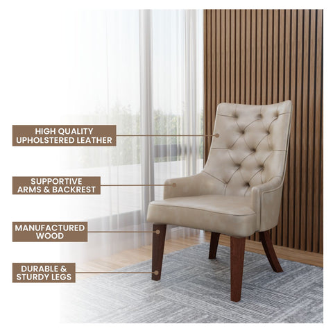 Spruce Collection Modern Wooden Dining Chair in Beige Velvet Set of 4