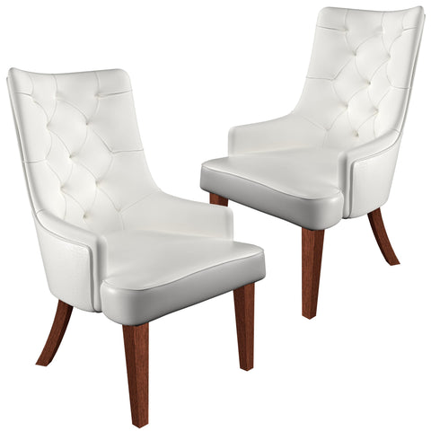 Spruce Collection Modern Wooden Dining Chair in Beige Velvet Set of 2