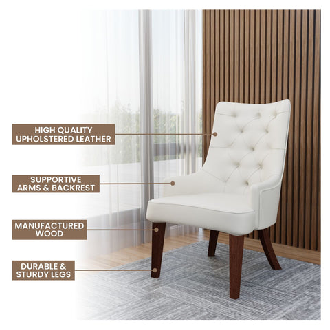 Spruce Collection Modern Wooden Dining Chair in Beige Velvet Set of 4