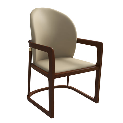 Svelta Dining Chair in Upholstered Leather Accent Arm Chair and Rubberwood Frame and Legs