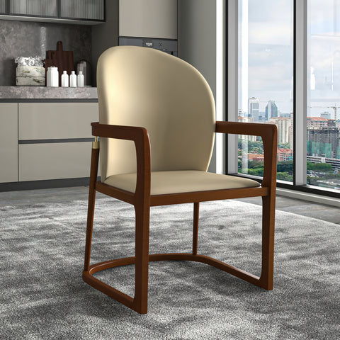 Svelta Dining Chair in Upholstered Leather Accent Arm Chair and Rubberwood Frame and Legs