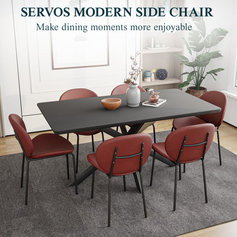 Servos Modern Dining Side Chair with Upholstered Seat and Powder Coated Iron Frame