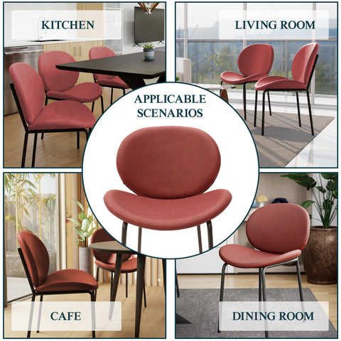 Servos Modern Dining Side Chair with Upholstered Seat and Powder Coated Iron Frame