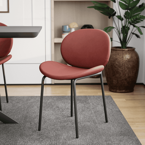 Servos Modern Dining Side Chair with Upholstered Seat and Powder Coated Iron Frame