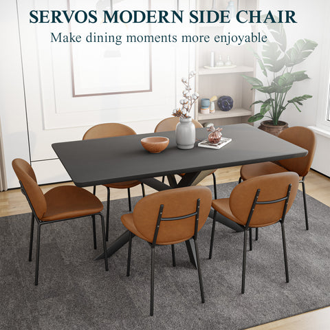 Servos Modern Dining Side Chair with Upholstered Seat and Powder Coated Iron Frame