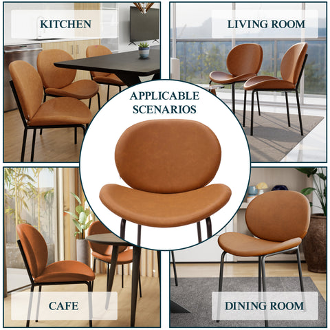 Servos Modern Dining Side Chair with Upholstered Seat and Powder Coated Iron Frame