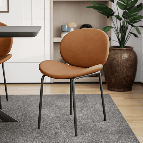 Servos Modern Dining Side Chair with Upholstered Seat and Powder Coated Iron Frame