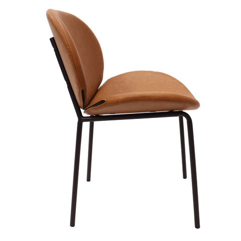 Servos Modern Dining Side Chair with Upholstered Seat and Powder Coated Iron Frame