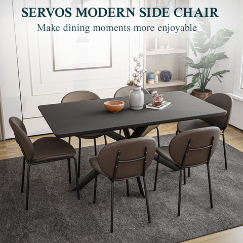 Servos Modern Dining Side Chair with Upholstered Seat and Powder Coated Iron Frame