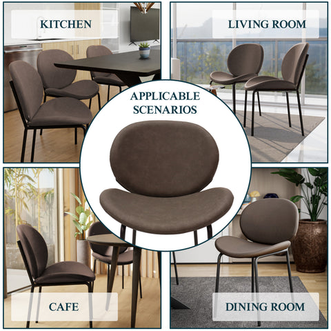 Servos Modern Dining Side Chair with Upholstered Seat and Powder Coated Iron Frame