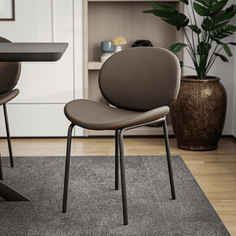 Servos Modern Dining Side Chair with Upholstered Seat and Powder Coated Iron Frame