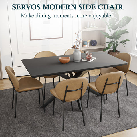 Servos Modern Dining Side Chair with Upholstered Seat and Powder Coated Iron Frame