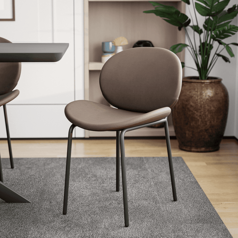 Servos Modern Dining Side Chair with Upholstered Seat and Powder Coated Iron Frame