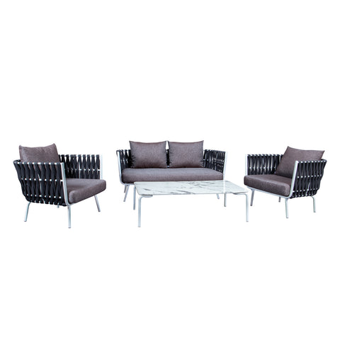 Spencer Modern Outdoor Rope Loveseat With Cushions