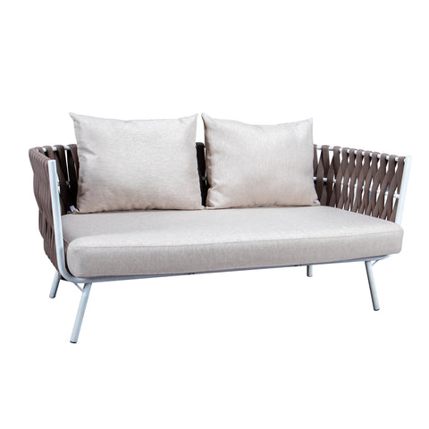 Spencer Modern Outdoor Rope Loveseat With Cushions