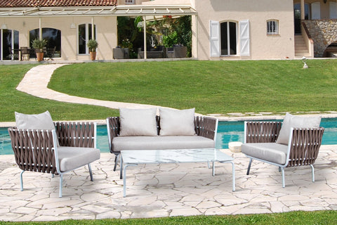 Spencer Modern Outdoor Rope Loveseat With Cushions