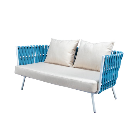 Spencer Modern Outdoor Rope Loveseat With Cushions