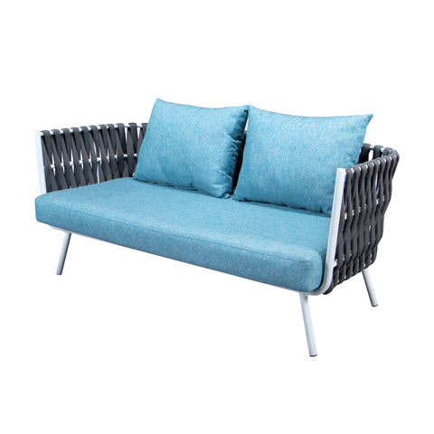 Spencer Modern Outdoor Rope Loveseat With Cushions