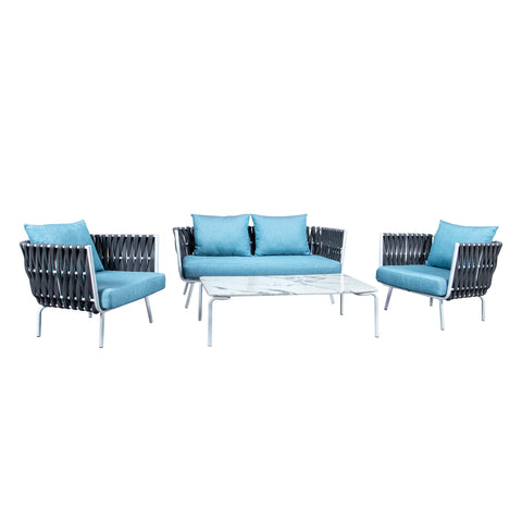 Spencer Modern Outdoor Rope Loveseat With Cushions