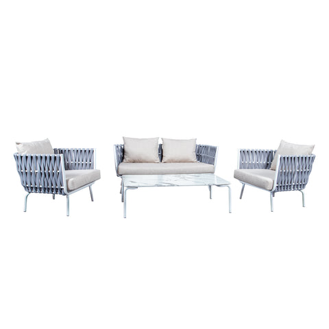 Spencer Modern Outdoor Rope Loveseat With Cushions