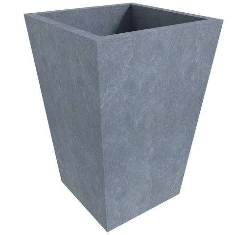 Serene Modern Fiberstone and Clay Tapered Square Planter Pot with Drainage Holes