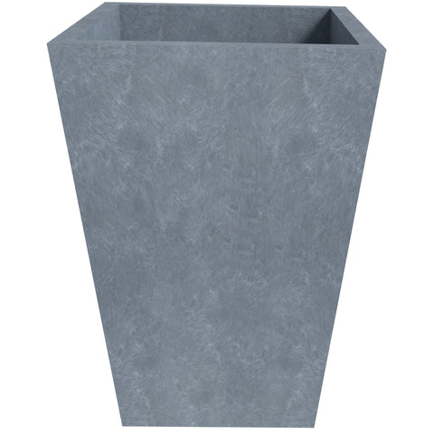 Serene Modern Fiberstone and Clay Tapered Square Planter Pot with Drainage Holes