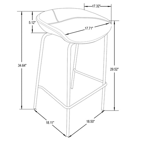 Servos Modern Barstool with Upholstered Faux Leather Seat and Powder Coated Iron Frame