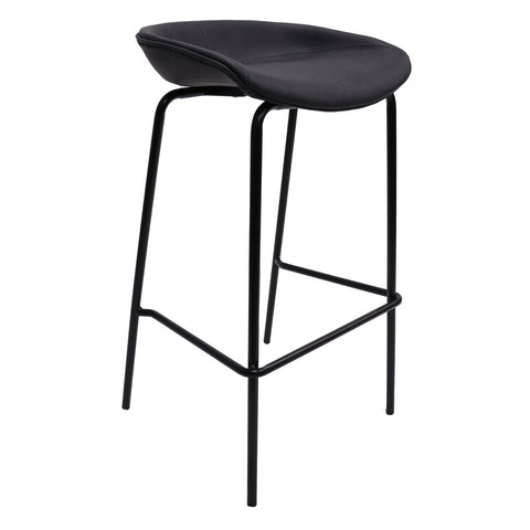 Servos Modern Barstool with Upholstered Faux Leather Seat and Powder Coated Iron Frame