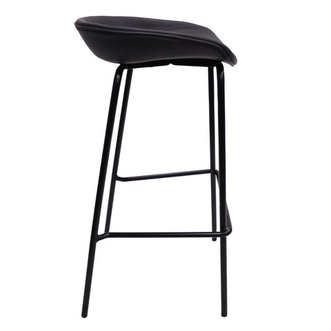 Servos Modern Barstool with Upholstered Faux Leather Seat and Powder Coated Iron Frame