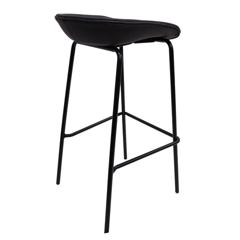 Servos Modern Barstool with Upholstered Faux Leather Seat and Powder Coated Iron Frame