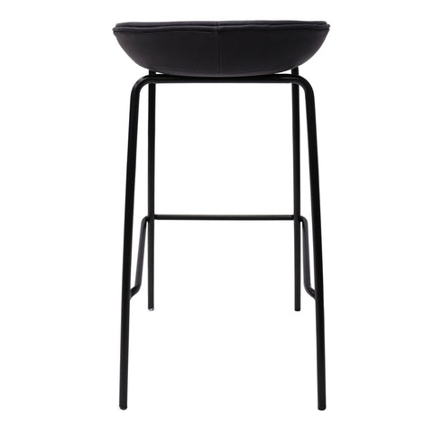 Servos Modern Barstool with Upholstered Faux Leather Seat and Powder Coated Iron Frame