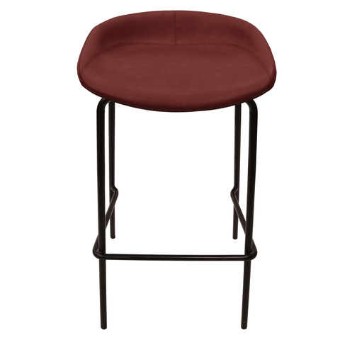 Servos Modern Barstool with Upholstered Faux Leather Seat and Powder Coated Iron Frame